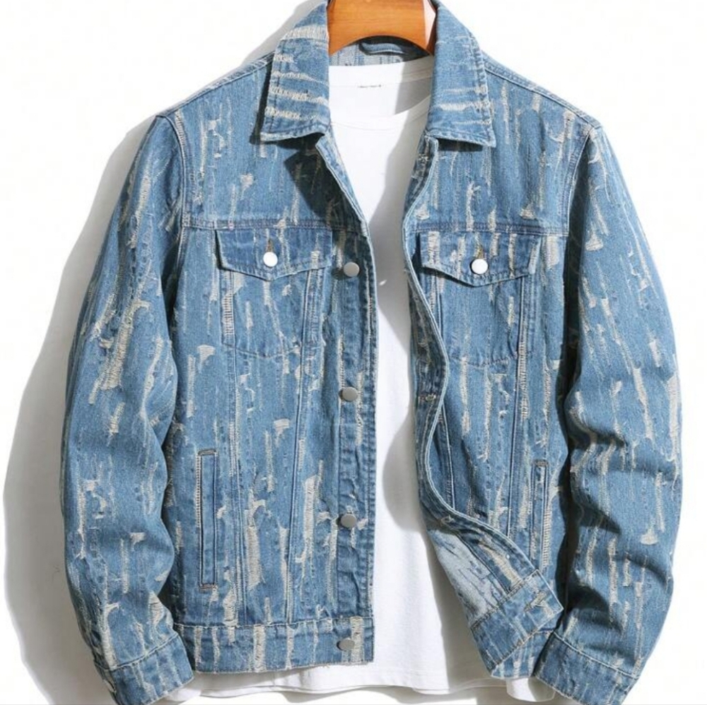 NEW! DISTRESSED DENIM JACKET SIZE MEDIUM